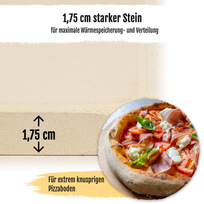 DELICRET - Pizzastein extra Groß 33x38cm – passend in jeden Haushaltsbackofen