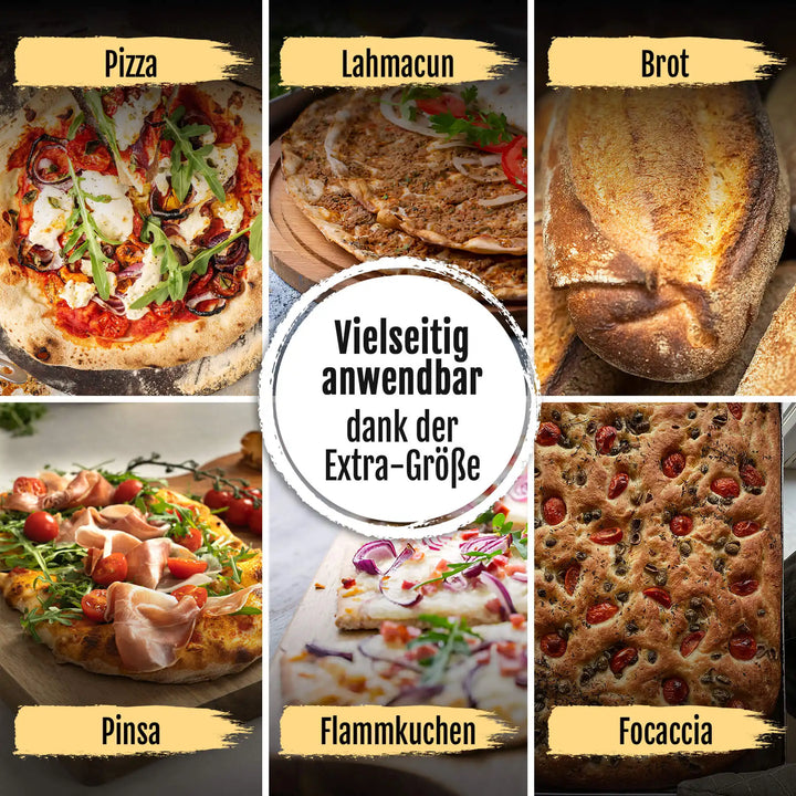 DELICRET - Pizzastein extra Groß 33x38cm – passend in jeden Haushaltsbackofen