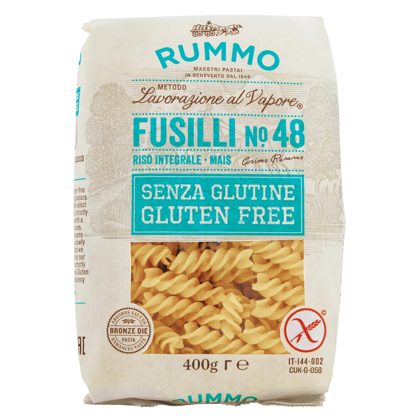 Rummo Fusilli N° 48 - Glutenfrei aus Mais und Reis - 400 g