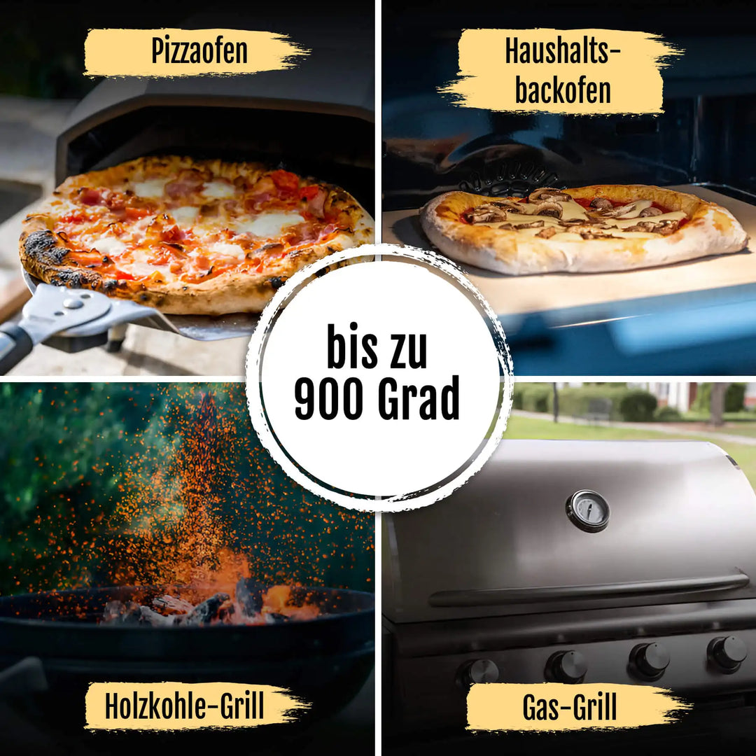 DELICRET - Pizzastein extra Groß 33x38cm – passend in jeden Haushaltsbackofen