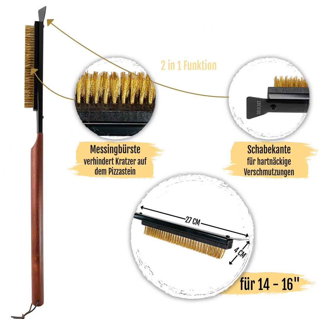 Delicret Black Line Ofenbürste 66cm – Messingborsten & Kratzer für maximale Sauberkeit