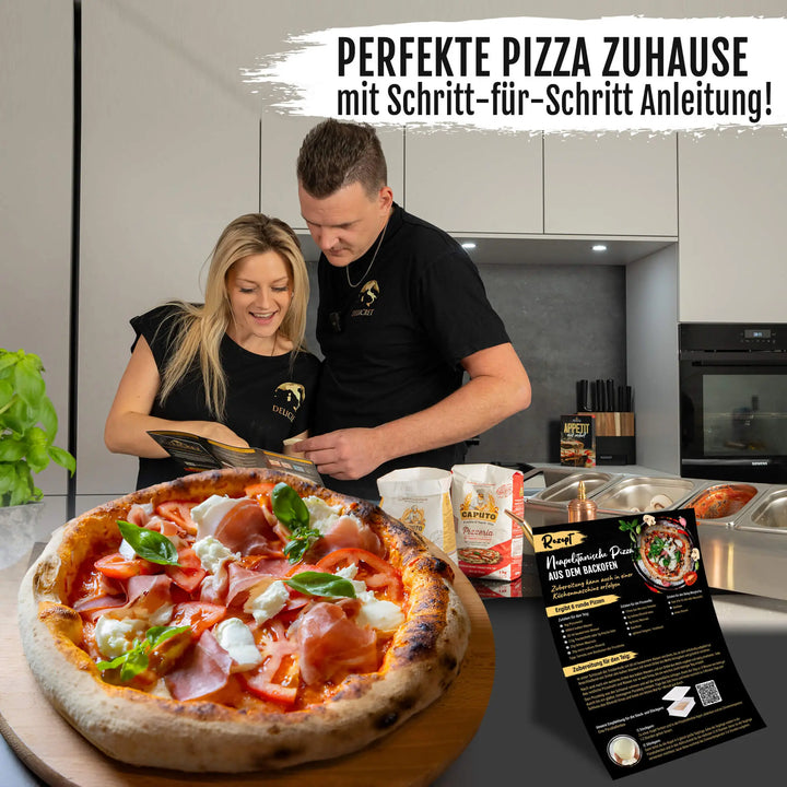 DELICRET - Pizzastein extra Groß 33x38cm – passend in jeden Haushaltsbackofen