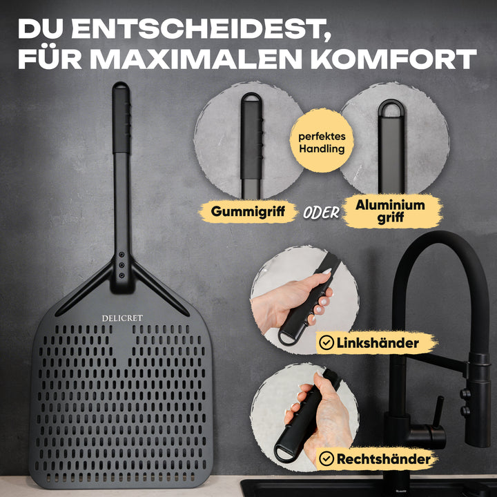 DELICRET - 14" (35cm⌀) Pizzaschieber + 37cm⌀ Auskühlgitter für extra Knusper