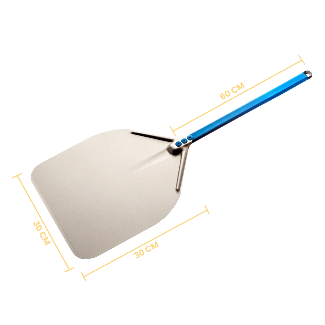 Gi Metal - Azzurra Pizzaschieber | Ø 30 cm | Stiel 60 cm | eckig
