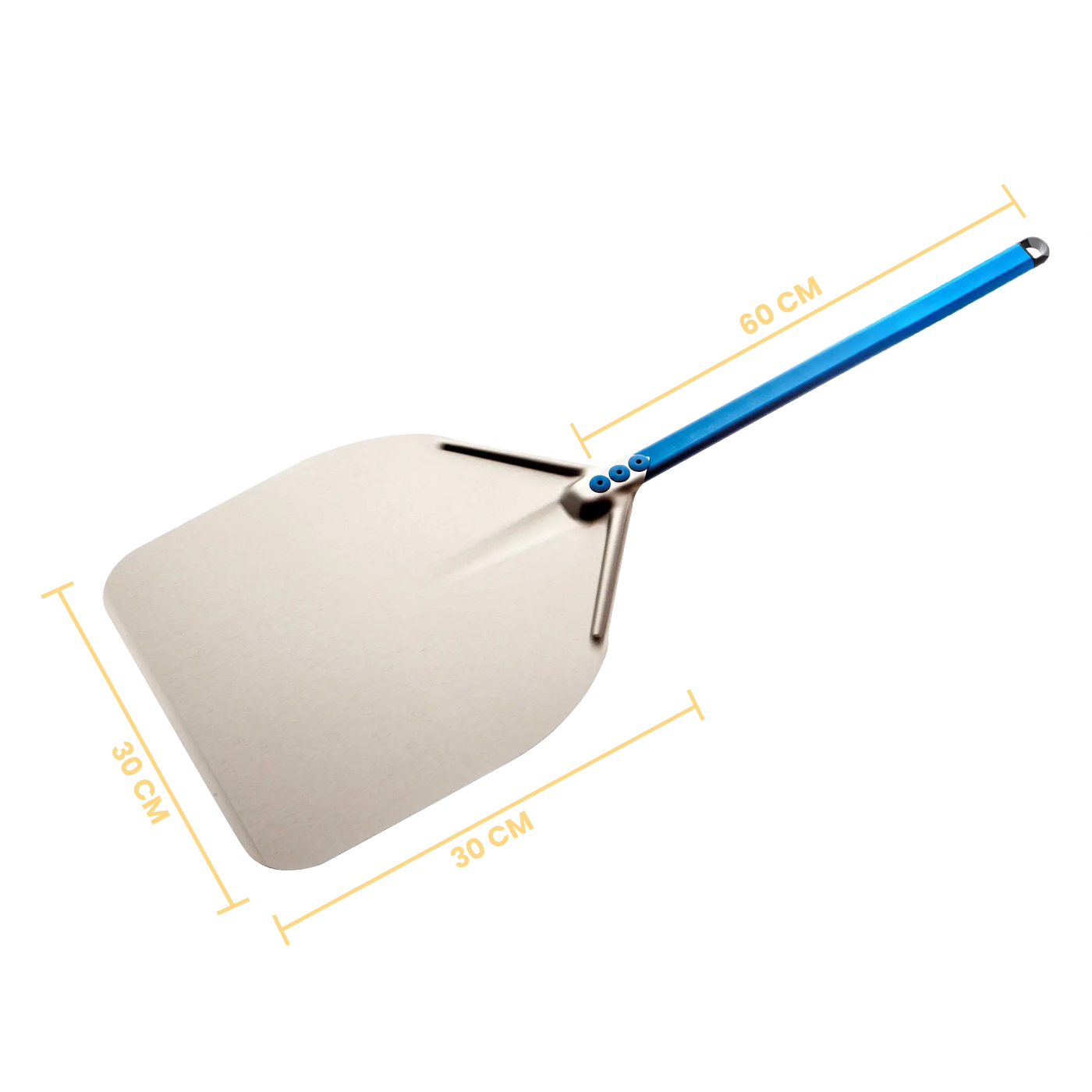 Gi Metal - Azzurra Pizzaschieber | Ø 30 cm | Stiel 60 cm | eckig
