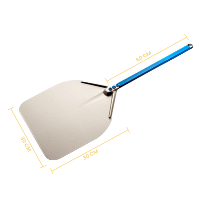 Gi Metal - Azzurra Pizzaschieber | Ø 30 cm | Stiel 60 cm | eckig