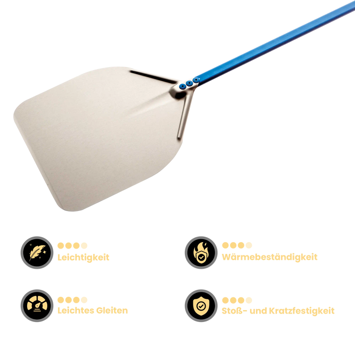 Gi Metal - Azzurra Pizzaschieber | Ø 30 cm | Stiel 60 cm | eckig