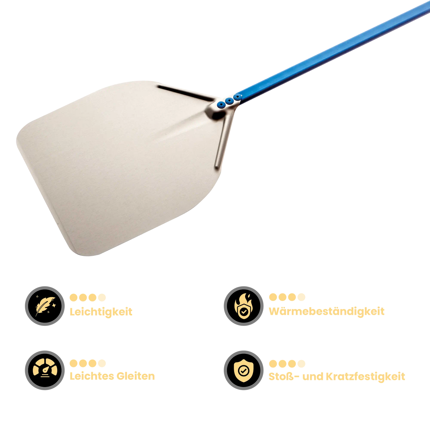 Gi Metal - Azzurra Pizzaschieber | Ø 30 cm | Stiel 60 cm | eckig