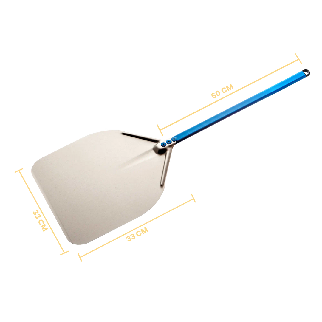 Gi Metal - Azzurra Pizzaschieber | Ø 33 cm | Stiel 60 cm | eckig