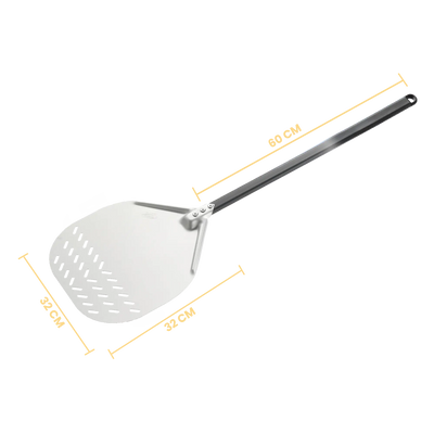 Gi Metal - Pizzaschieber Amica perforiert | Ø 32 cm | Stiel 60 cm