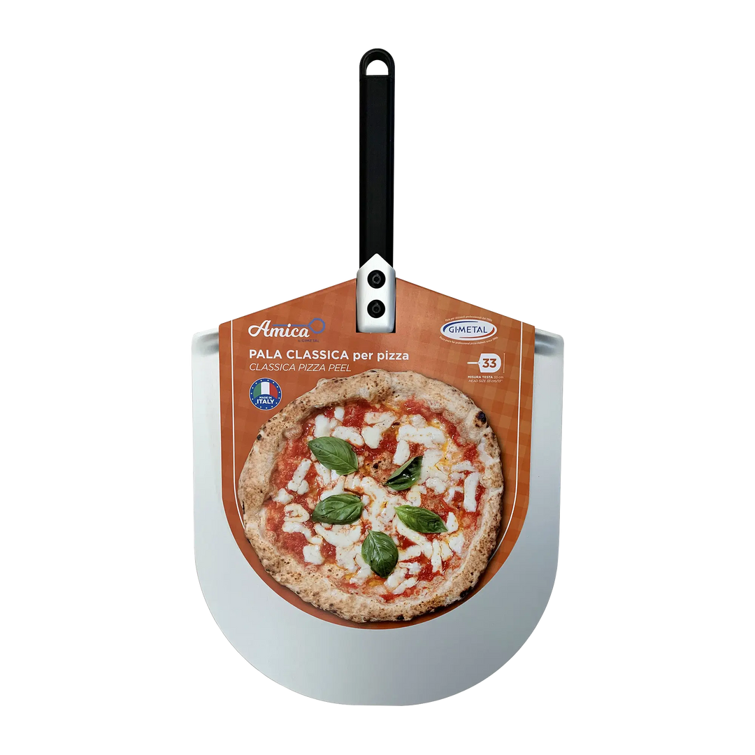 Gi Metal  - Pizzaschieber Amica Classica 33cm Alu schwarz - kurzer Griff
