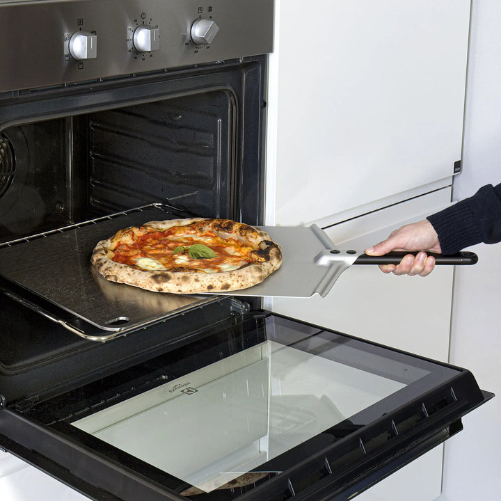 Gi Metal  - Pizzaschieber Amica Classica 33cm Alu schwarz - kurzer Griff