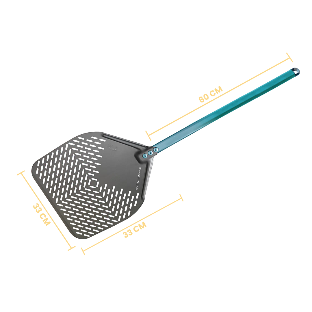 Gi Metal - Evolution SHA -  Pizzaschieber | Ø 33 cm | Stiel 60 cm | eckig