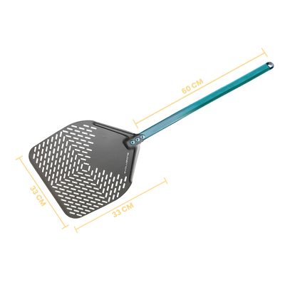 Gi Metal - Evolution SHA -  Pizzaschieber | Ø 33 cm | Stiel 60 cm | eckig