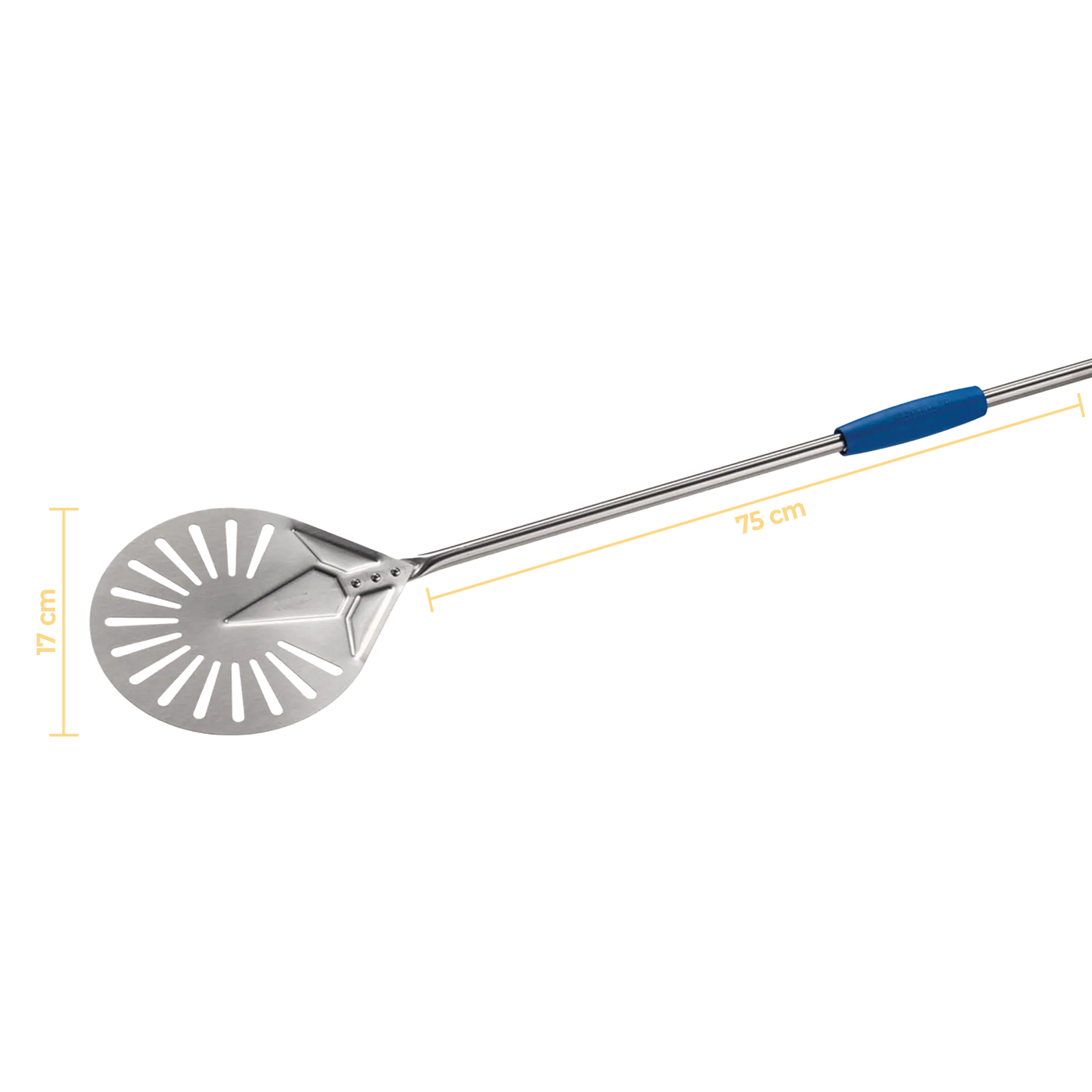 Gi Metal - Pizzawender perforiert Ø 17 cm & 75cm Stiel "turning peel" - Azzurra