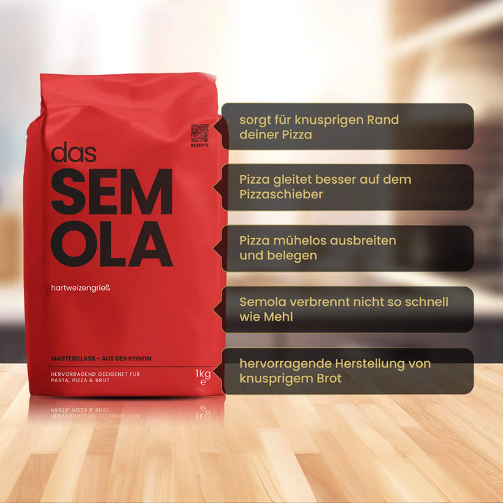 DAS MEHL | 5x 1kg Weizenmehl Tipo 0 / Type 550-13% Protein/Eiweiß + 1x 1kg SEMOLA