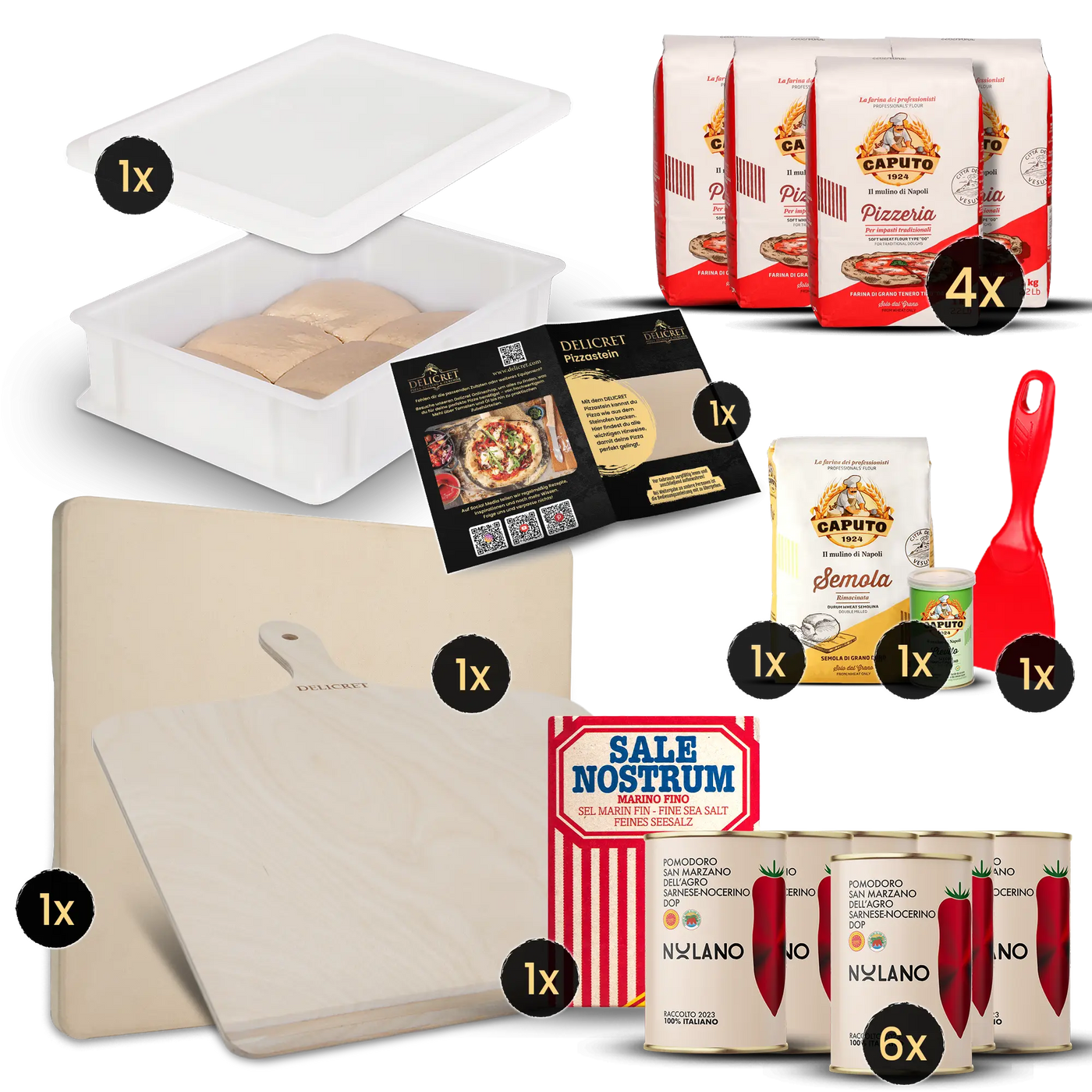 DELICRET Pizza Bundle Deluxe inkl. Pizzastein, Zubehör und Zutaten für die perfekte Pizza
