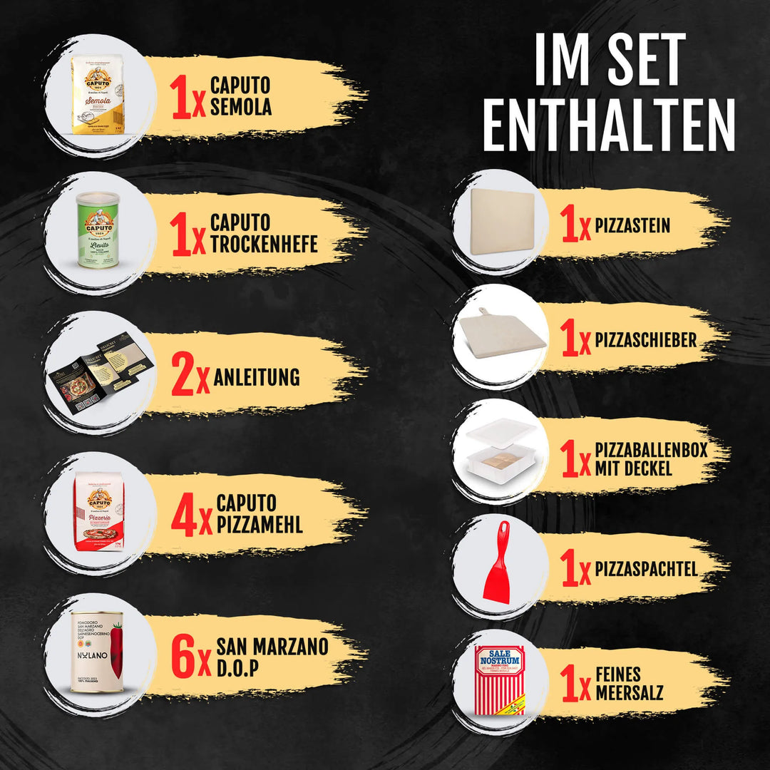 DELICRET Pizza Bundle Deluxe inkl. Pizzastein, Zubehör und Zutaten für die perfekte Pizza