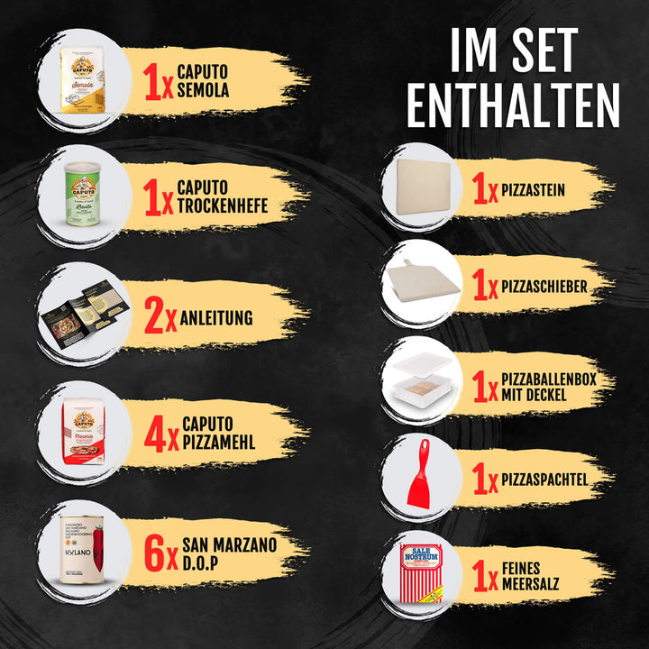 DELICRET Pizza Bundle Deluxe inkl. Pizzastein, Zubehör und Zutaten für die perfekte Pizza
