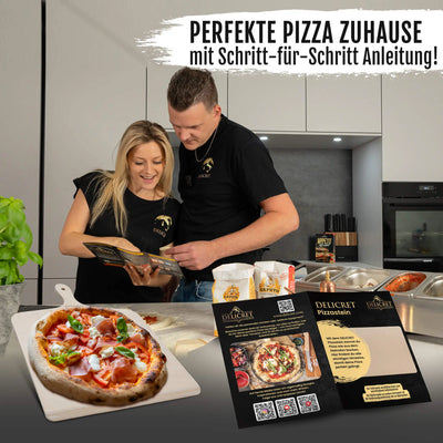 DELICRET Pizza Bundle Deluxe inkl. Pizzastein, Zubehör und Zutaten für die perfekte Pizza