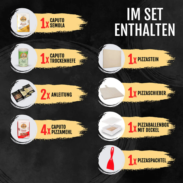 DELICRET Pizza Bundle inkl. Pizzastein, Zubehör und beste Zutaten von Caputo