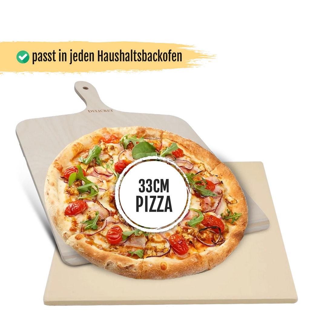 DELICRET Pizza Bundle Deluxe inkl. Pizzastein, Zubehör und Zutaten für die perfekte Pizza