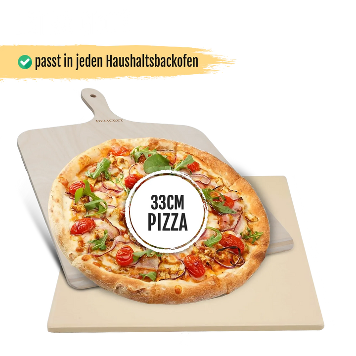 DELICRET Pizza Bundle Deluxe inkl. Pizzastein, Zubehör und Zutaten für die perfekte Pizza