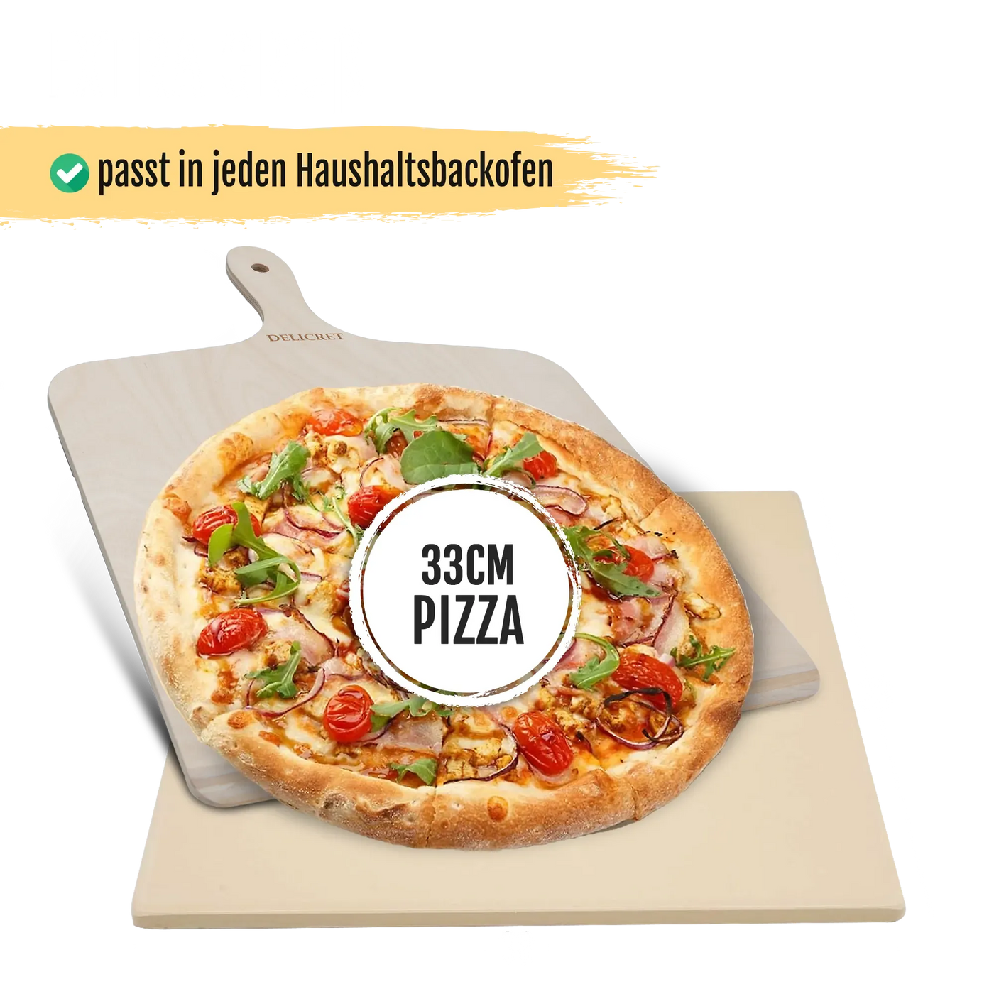 DELICRET Pizza Bundle Deluxe inkl. Pizzastein, Zubehör und Zutaten für die perfekte Pizza
