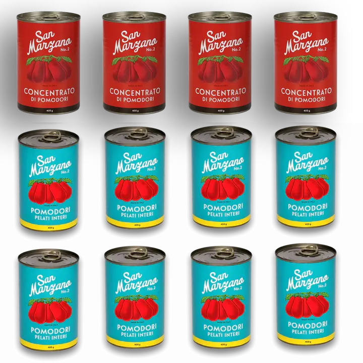 8x San Marzano Tomaten Dose & 4x San Marzano Tomatenmark